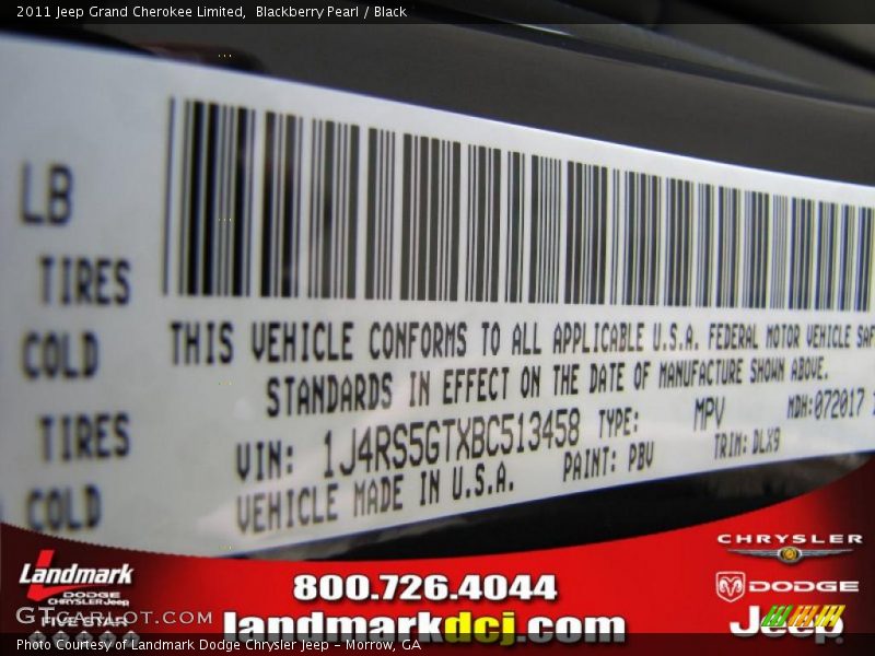 Blackberry Pearl / Black 2011 Jeep Grand Cherokee Limited