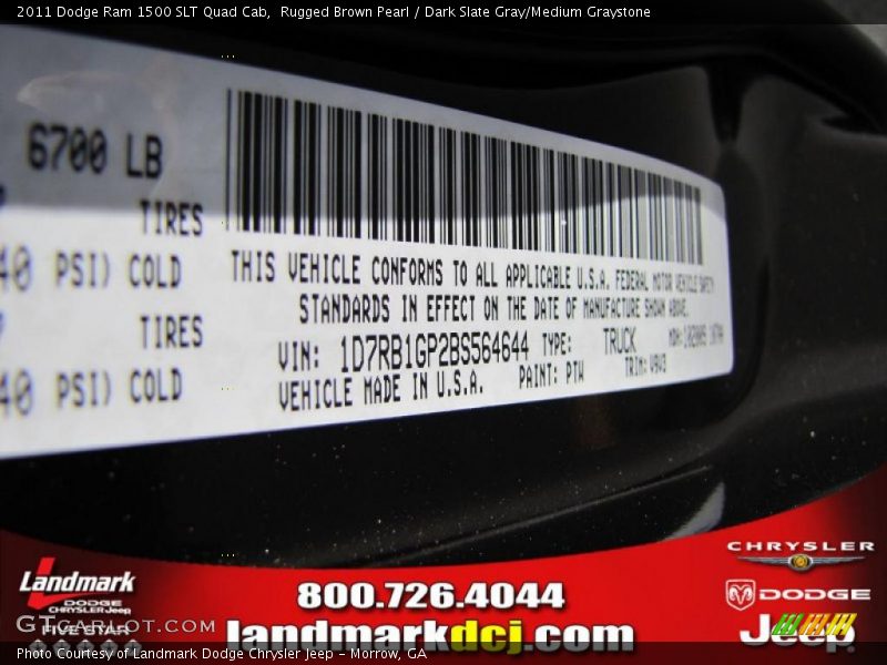 Rugged Brown Pearl / Dark Slate Gray/Medium Graystone 2011 Dodge Ram 1500 SLT Quad Cab