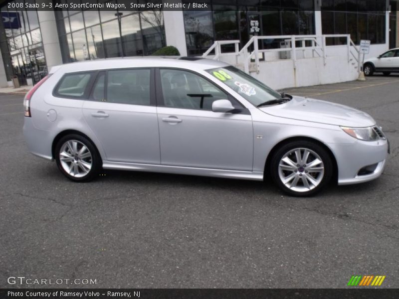 Snow Silver Metallic / Black 2008 Saab 9-3 Aero SportCombi Wagon