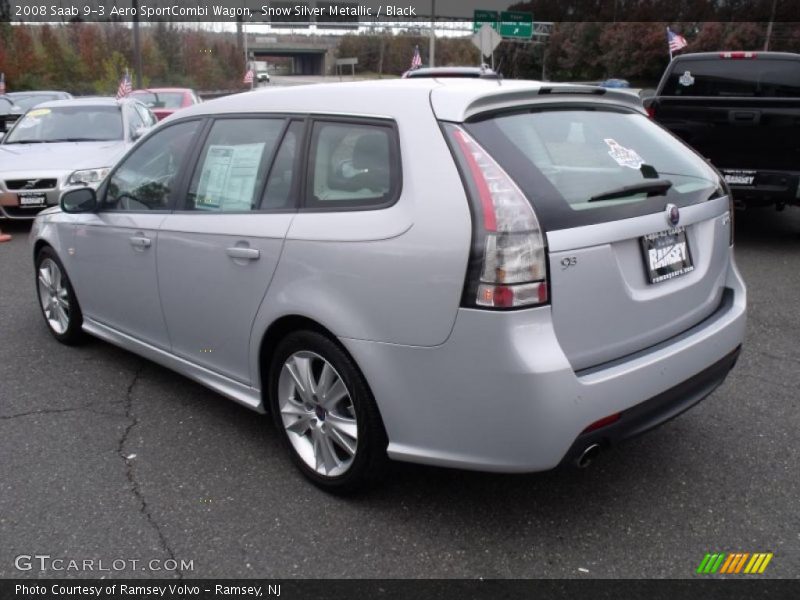 Snow Silver Metallic / Black 2008 Saab 9-3 Aero SportCombi Wagon