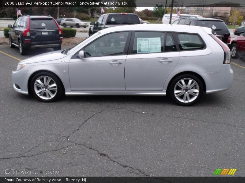 Snow Silver Metallic / Black 2008 Saab 9-3 Aero SportCombi Wagon