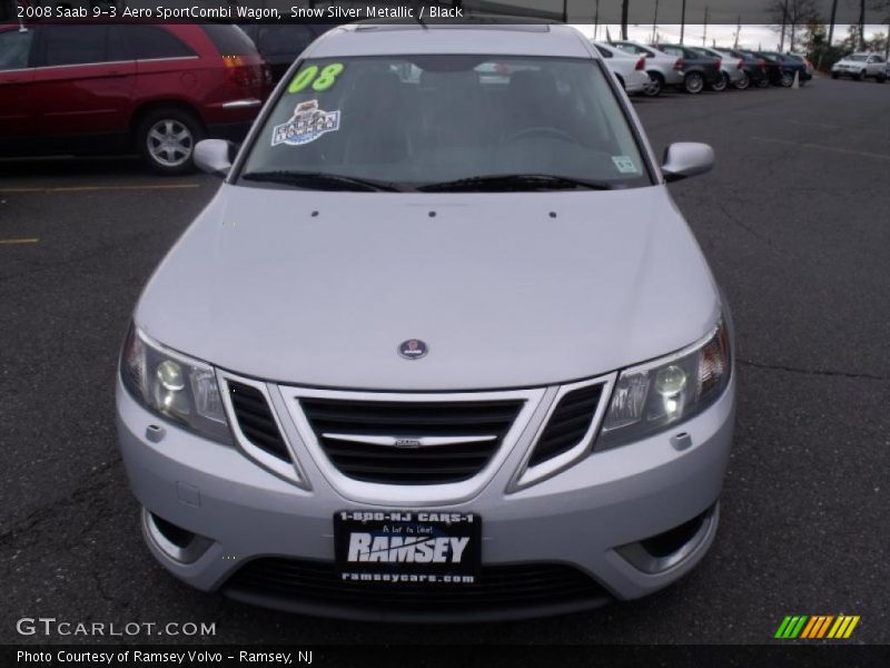 Snow Silver Metallic / Black 2008 Saab 9-3 Aero SportCombi Wagon