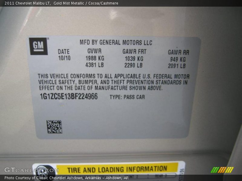 Gold Mist Metallic / Cocoa/Cashmere 2011 Chevrolet Malibu LT
