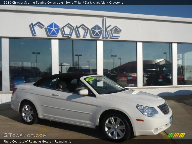 Stone White / Dark Khaki/Light Graystone 2010 Chrysler Sebring Touring Convertible