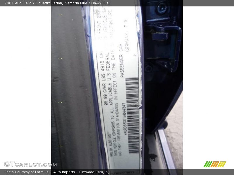 Santorin Blue / Onyx/Blue 2001 Audi S4 2.7T quattro Sedan