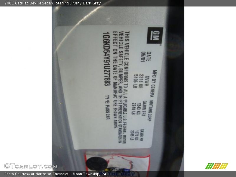 Sterling Silver / Dark Gray 2001 Cadillac DeVille Sedan