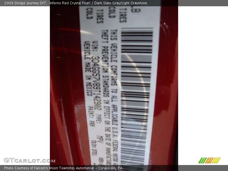 Inferno Red Crystal Pearl / Dark Slate Gray/Light Graystone 2009 Dodge Journey SXT