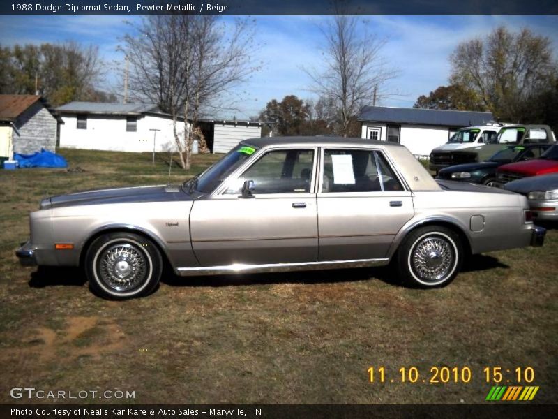 Pewter Metallic / Beige 1988 Dodge Diplomat Sedan