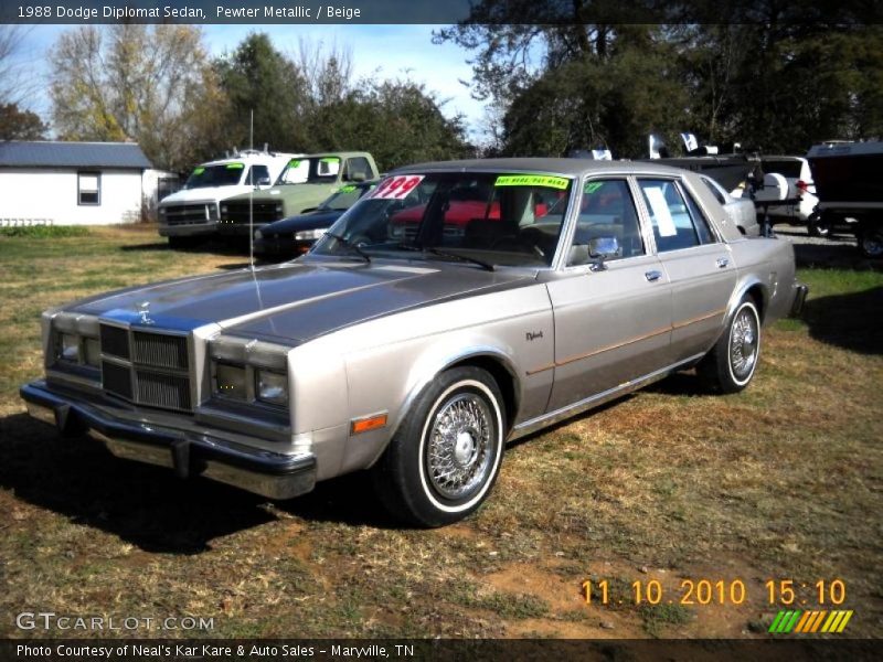 Pewter Metallic / Beige 1988 Dodge Diplomat Sedan