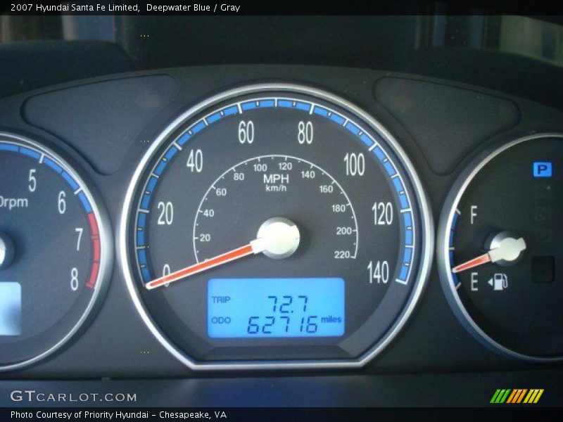 Deepwater Blue / Gray 2007 Hyundai Santa Fe Limited