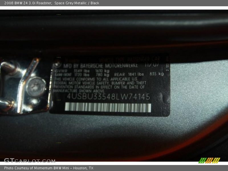 Space Grey Metallic / Black 2008 BMW Z4 3.0i Roadster