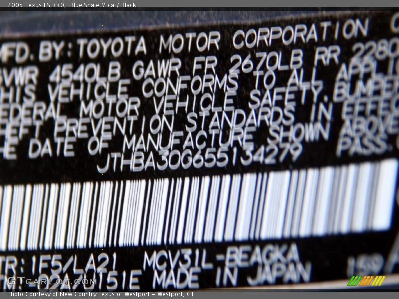 Blue Shale Mica / Black 2005 Lexus ES 330