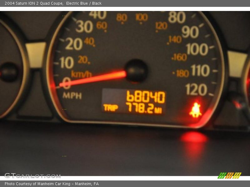 Electric Blue / Black 2004 Saturn ION 2 Quad Coupe