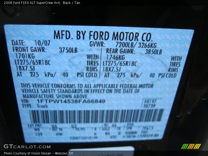 Black / Tan 2008 Ford F150 XLT SuperCrew 4x4