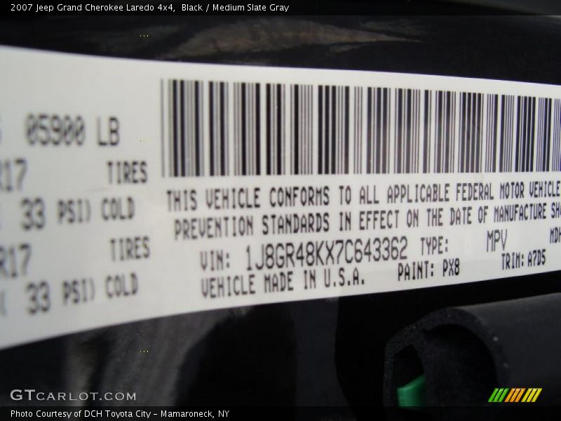Black / Medium Slate Gray 2007 Jeep Grand Cherokee Laredo 4x4