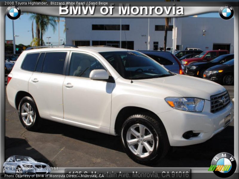 Blizzard White Pearl / Sand Beige 2008 Toyota Highlander