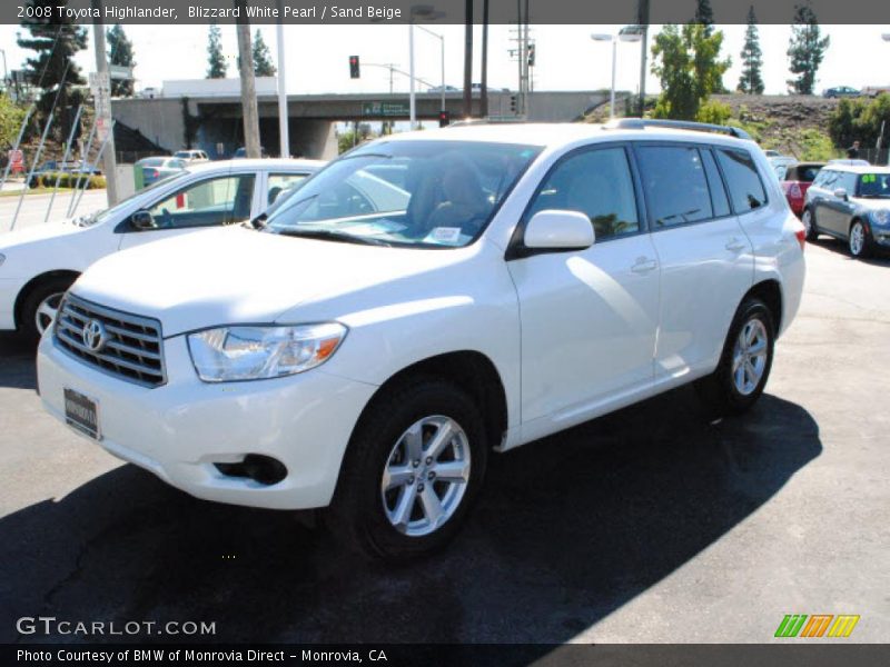 Blizzard White Pearl / Sand Beige 2008 Toyota Highlander