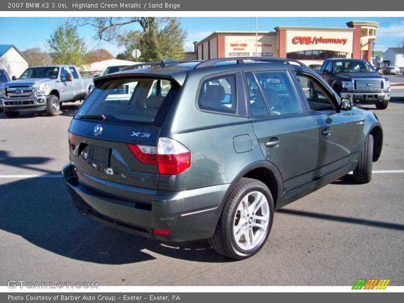 Highland Green Metallic / Sand Beige 2007 BMW X3 3.0si