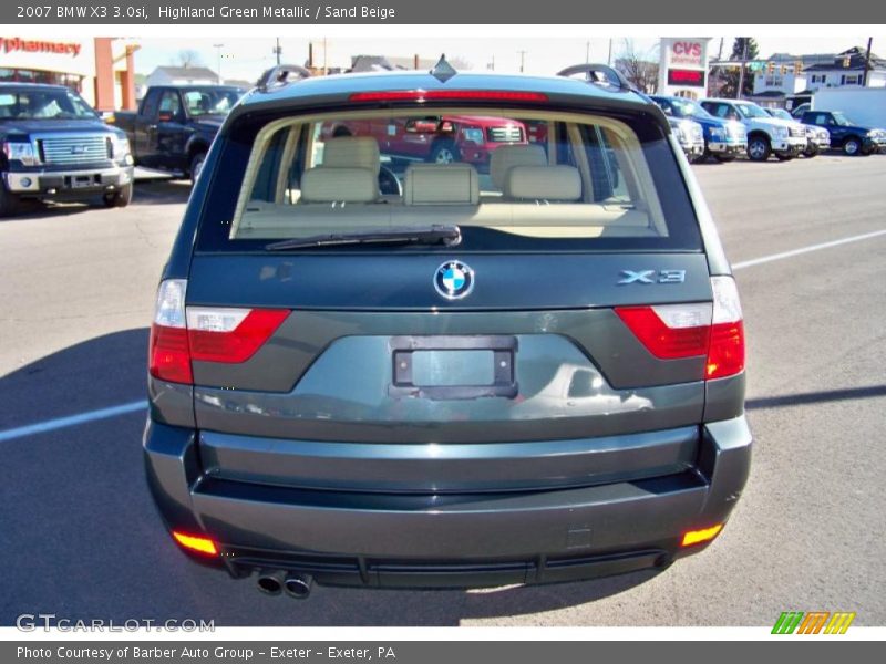 Highland Green Metallic / Sand Beige 2007 BMW X3 3.0si