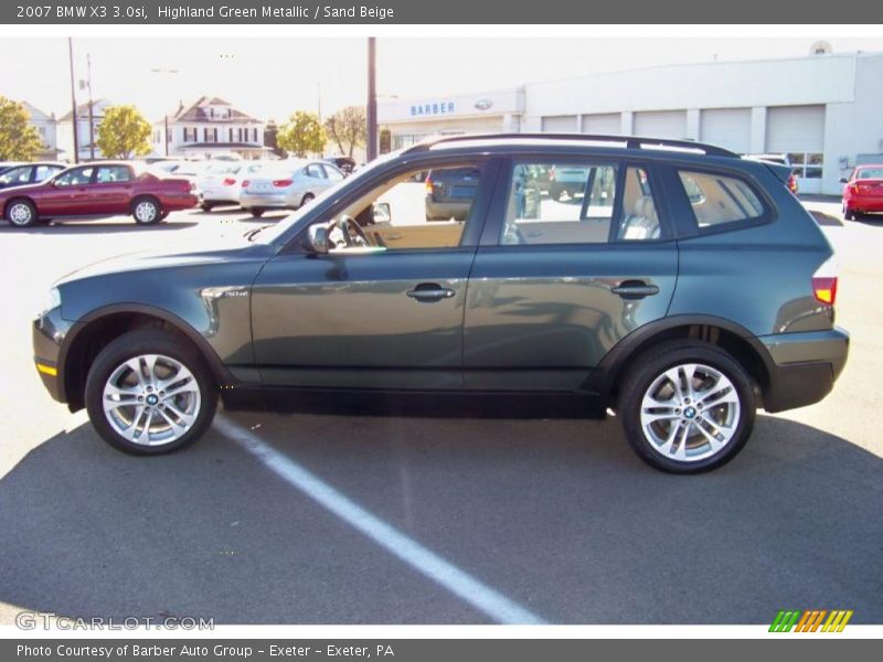 Highland Green Metallic / Sand Beige 2007 BMW X3 3.0si