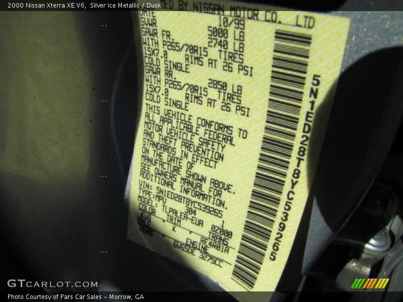 Silver Ice Metallic / Dusk 2000 Nissan Xterra XE V6