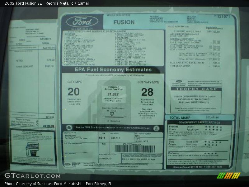 Redfire Metallic / Camel 2009 Ford Fusion SE