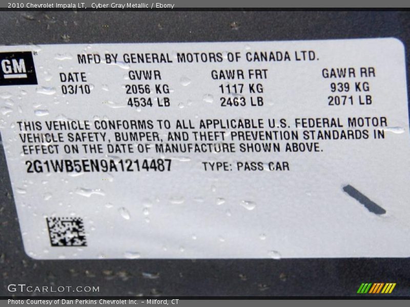 Cyber Gray Metallic / Ebony 2010 Chevrolet Impala LT
