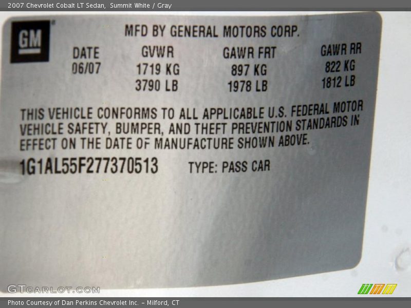 Summit White / Gray 2007 Chevrolet Cobalt LT Sedan