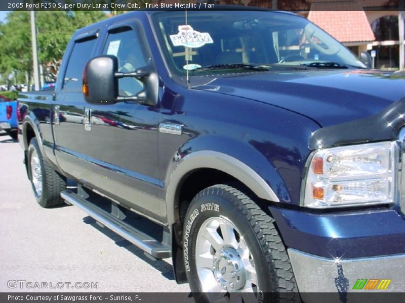 True Blue Metallic / Tan 2005 Ford F250 Super Duty Lariat Crew Cab