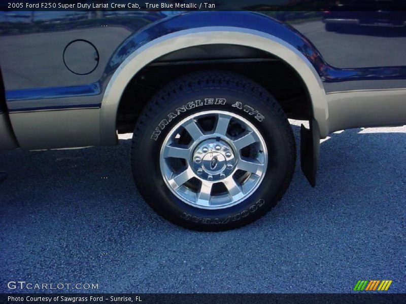 True Blue Metallic / Tan 2005 Ford F250 Super Duty Lariat Crew Cab