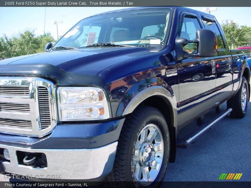 True Blue Metallic / Tan 2005 Ford F250 Super Duty Lariat Crew Cab