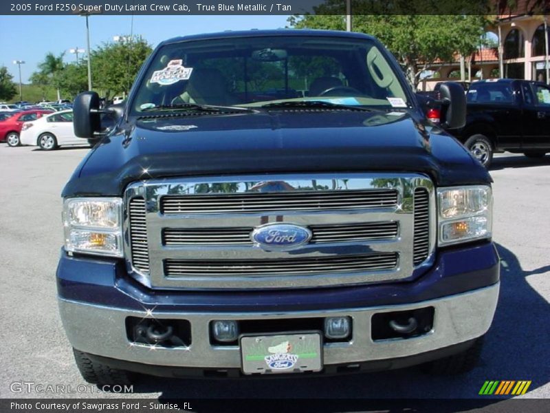 True Blue Metallic / Tan 2005 Ford F250 Super Duty Lariat Crew Cab