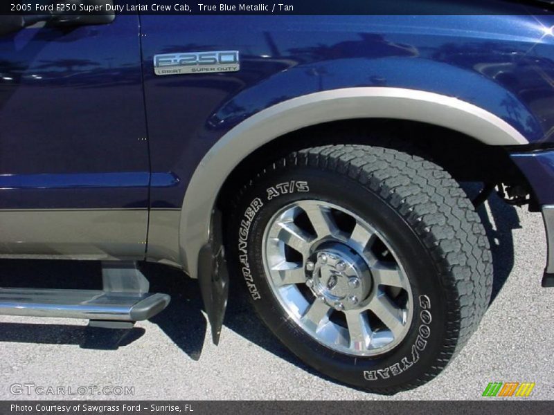 True Blue Metallic / Tan 2005 Ford F250 Super Duty Lariat Crew Cab