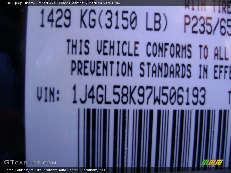 Black Clearcoat / Medium Slate Gray 2007 Jeep Liberty Limited 4x4
