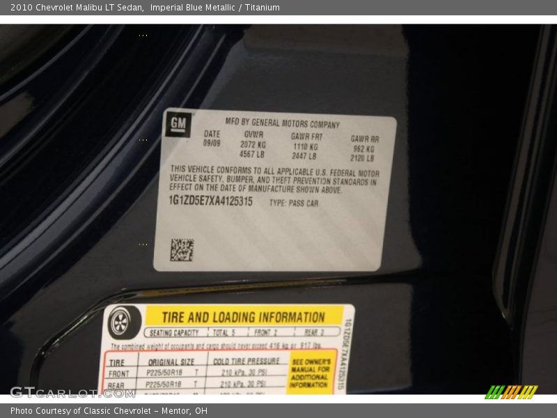 Imperial Blue Metallic / Titanium 2010 Chevrolet Malibu LT Sedan