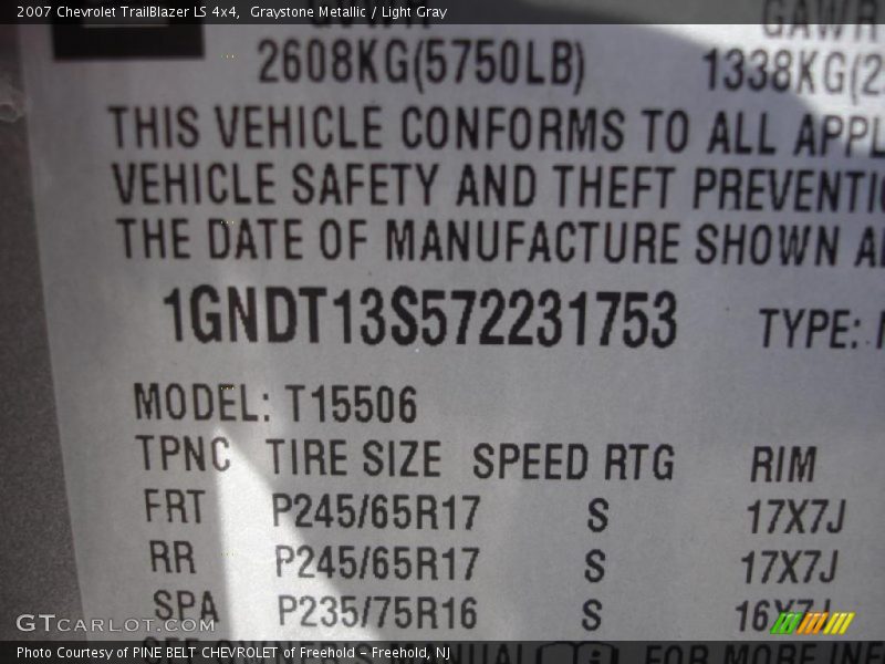 Graystone Metallic / Light Gray 2007 Chevrolet TrailBlazer LS 4x4