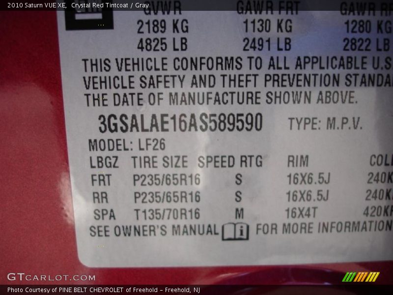 Crystal Red Tintcoat / Gray 2010 Saturn VUE XE