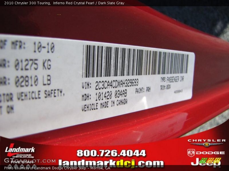 Inferno Red Crystal Pearl / Dark Slate Gray 2010 Chrysler 300 Touring