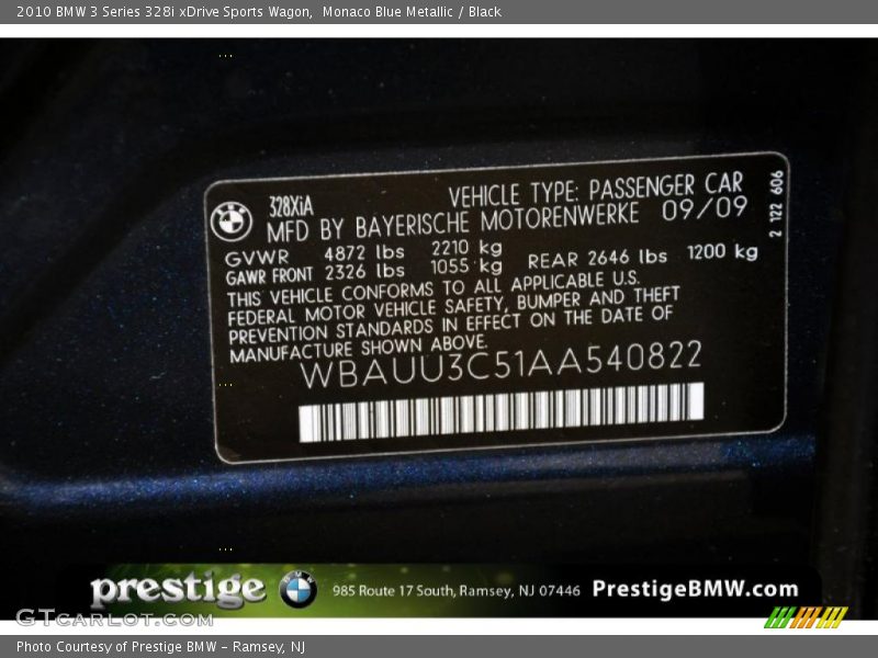 Monaco Blue Metallic / Black 2010 BMW 3 Series 328i xDrive Sports Wagon