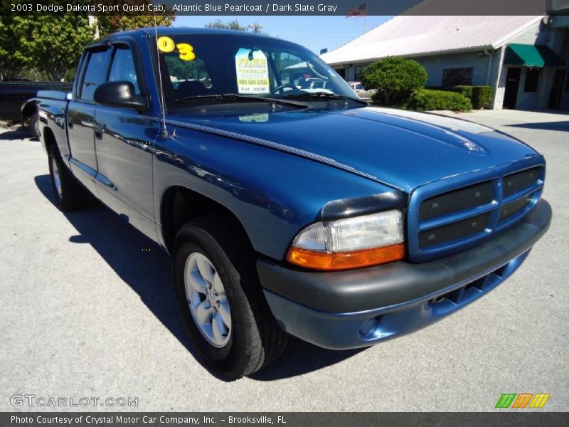 Atlantic Blue Pearlcoat / Dark Slate Gray 2003 Dodge Dakota Sport Quad Cab