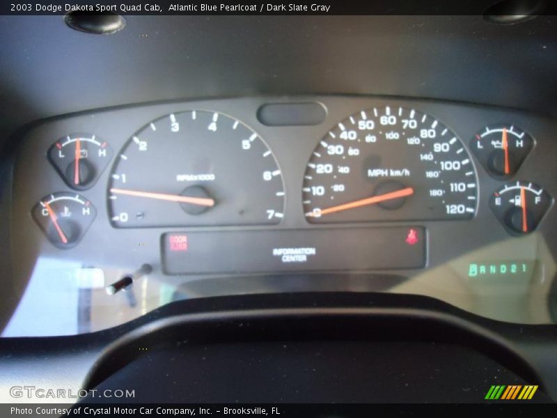 Atlantic Blue Pearlcoat / Dark Slate Gray 2003 Dodge Dakota Sport Quad Cab