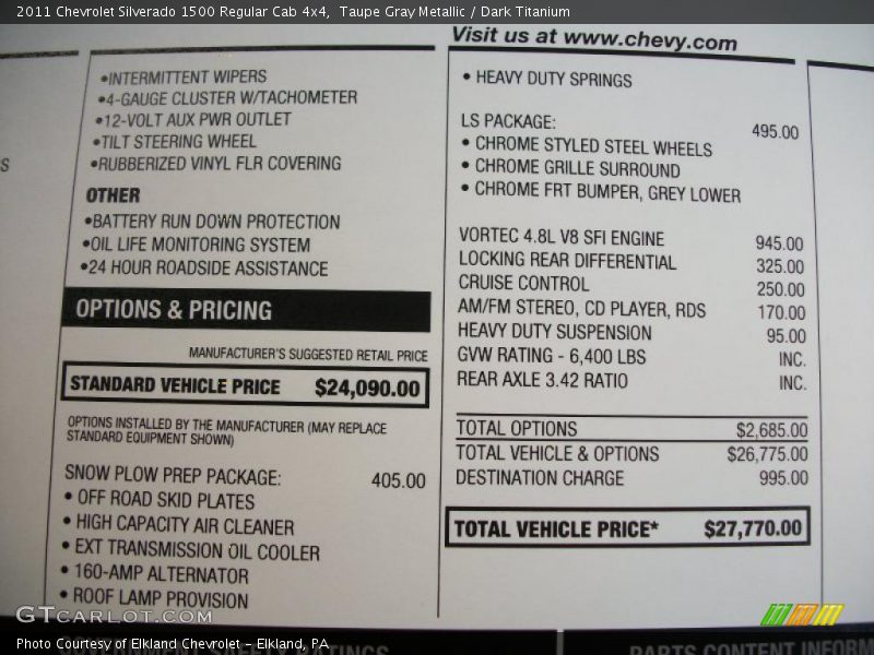  2011 Silverado 1500 Regular Cab 4x4 Dark Titanium Interior