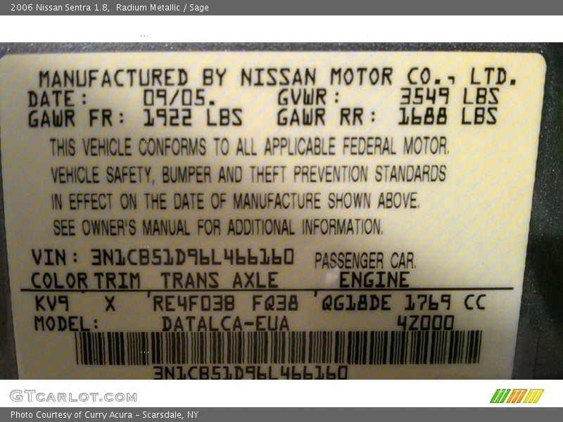 Radium Metallic / Sage 2006 Nissan Sentra 1.8