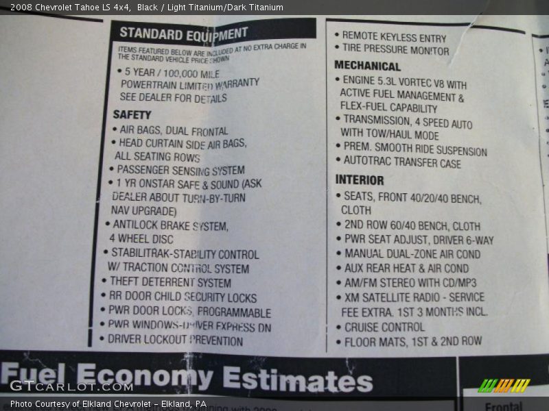 Black / Light Titanium/Dark Titanium 2008 Chevrolet Tahoe LS 4x4