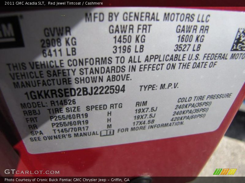 Red Jewel Tintcoat / Cashmere 2011 GMC Acadia SLT