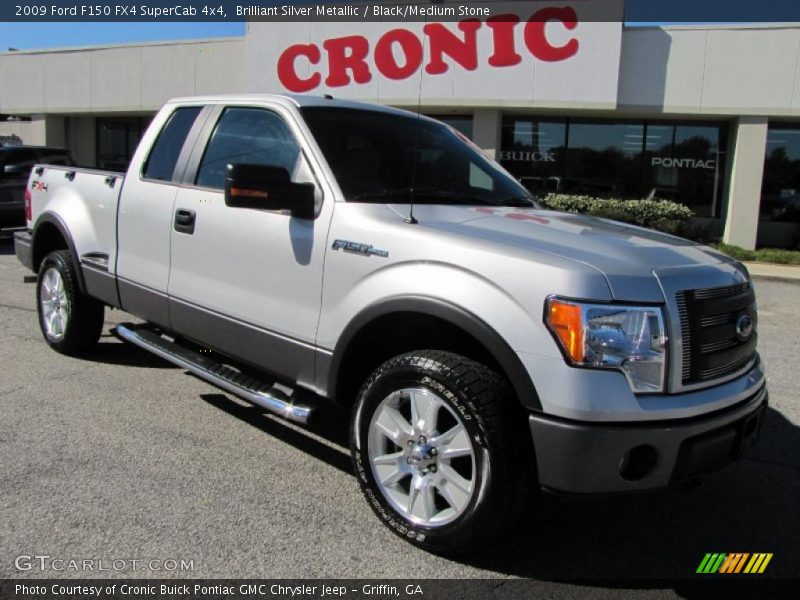 Brilliant Silver Metallic / Black/Medium Stone 2009 Ford F150 FX4 SuperCab 4x4