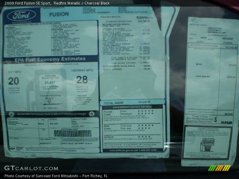 Redfire Metallic / Charcoal Black 2009 Ford Fusion SE Sport