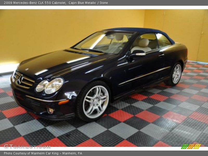 Capri Blue Metallic / Stone 2009 Mercedes-Benz CLK 550 Cabriolet