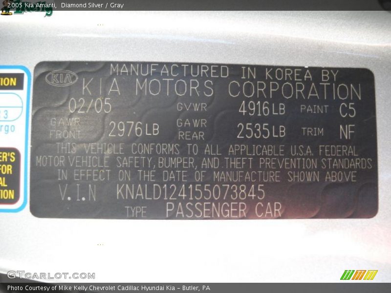 Diamond Silver / Gray 2005 Kia Amanti