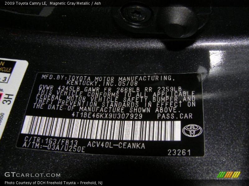 Magnetic Gray Metallic / Ash 2009 Toyota Camry LE